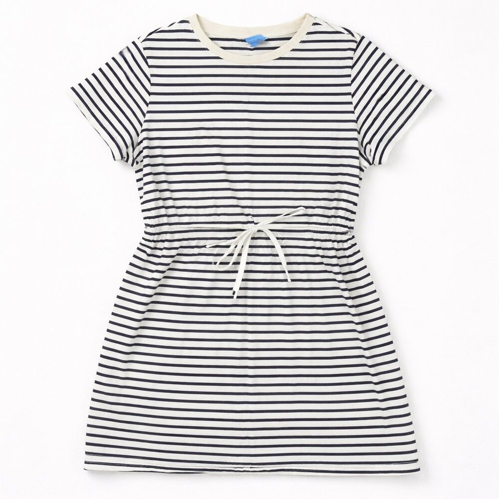 Draper James 2X Navy White Stripe Tie Waist T Shirt Dress Plus Size Coastal